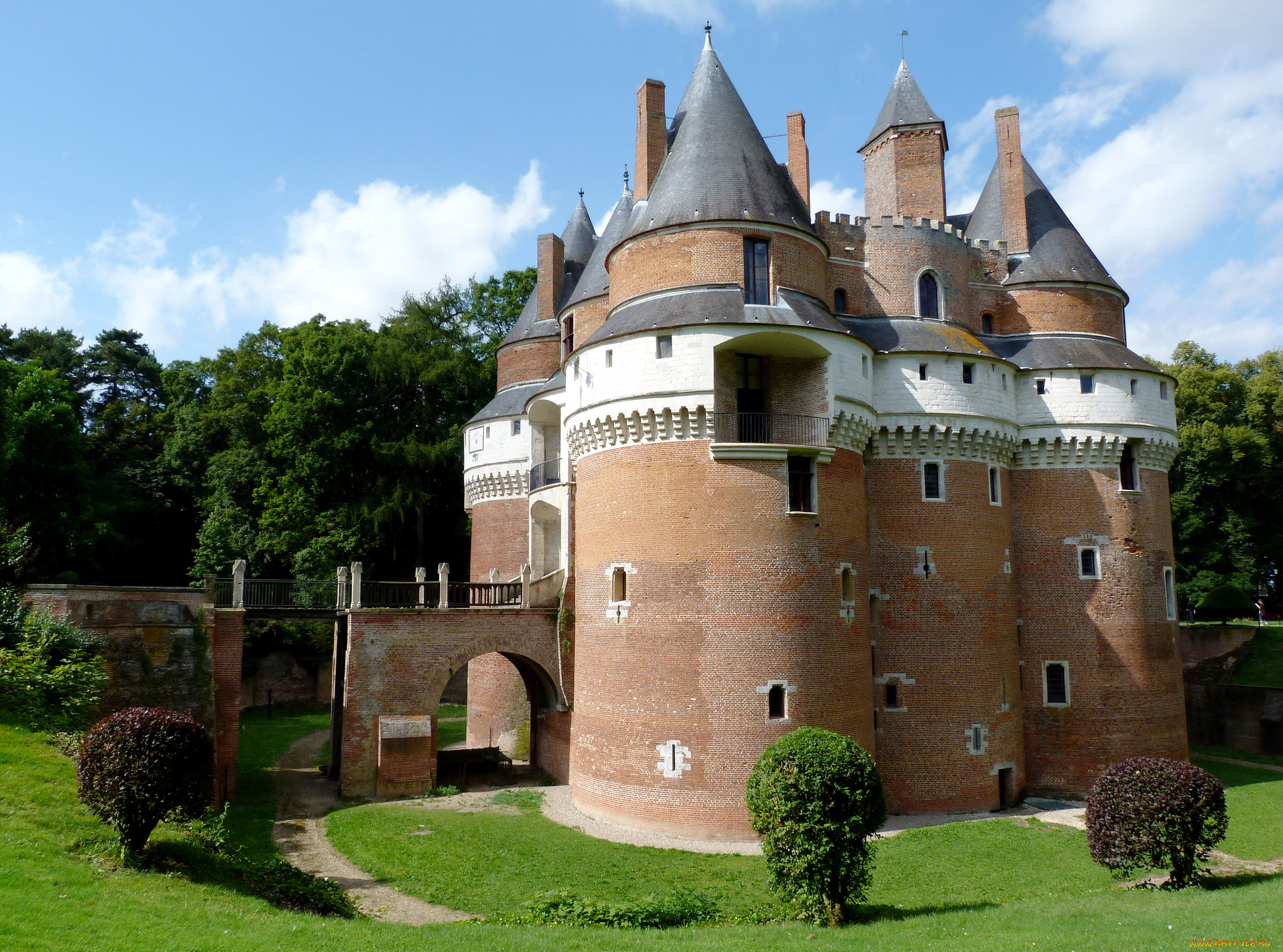 города, -, дворцы, , замки, , крепости, замок, деревья, лужайка, парк