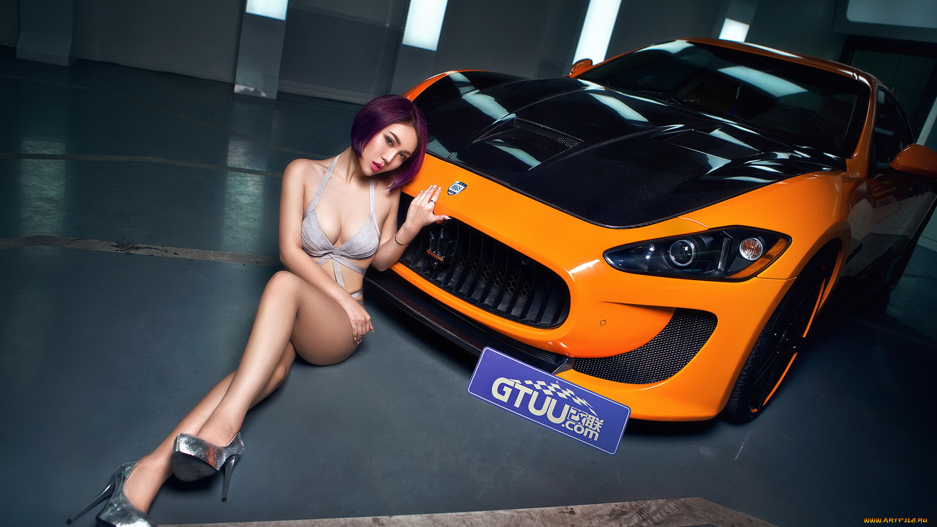 автомобили, -авто, с, девушками, азиатка, автомобиль, фон, взгляд, девушка, купальник