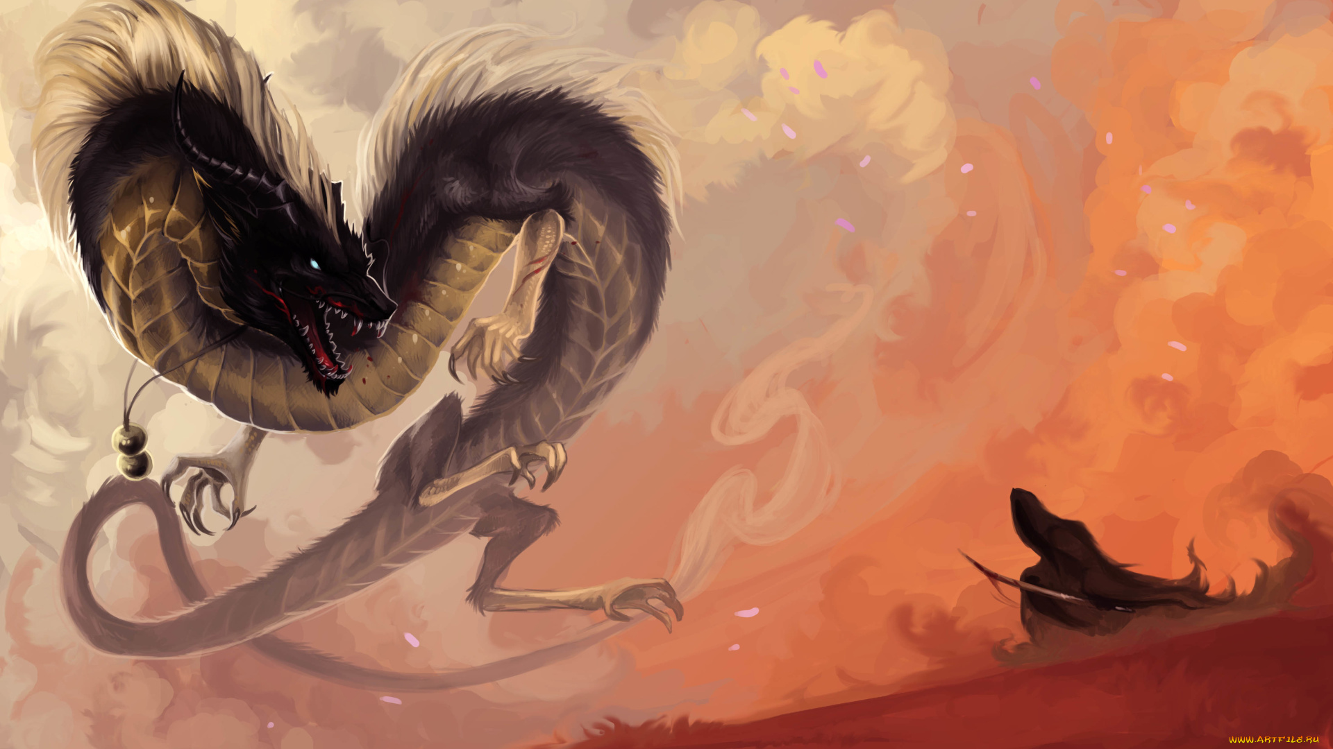 фэнтези, драконы, хвост, пасть, взгляд, дракон, арт, фантастика