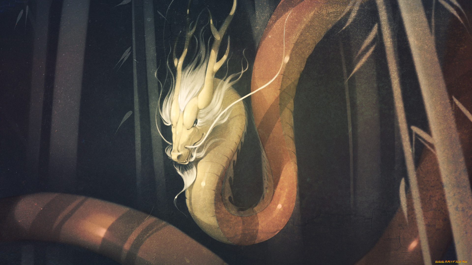 gaudibuendia, фэнтези, драконы, лес, дракон, рога