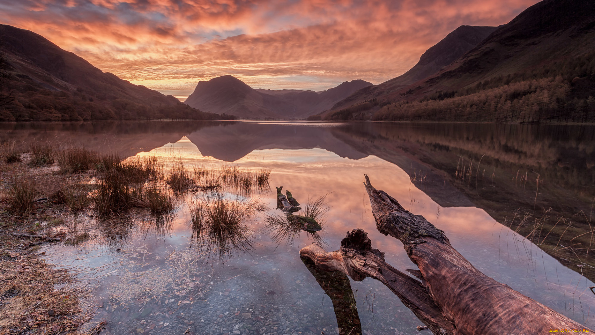 природа, реки, озера, озеро, горы, небо, закат, пейзаж, отражение, облака