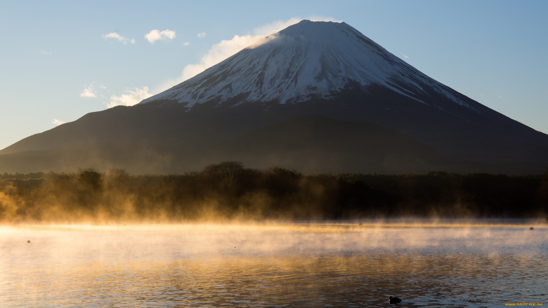 природа, реки, озера, утро, туман, гора, небо, река