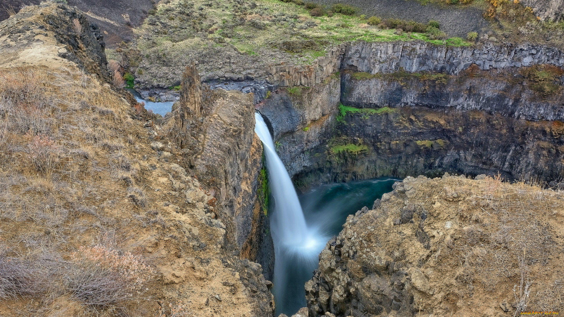 природа, водопады, водопад, река, обрыв