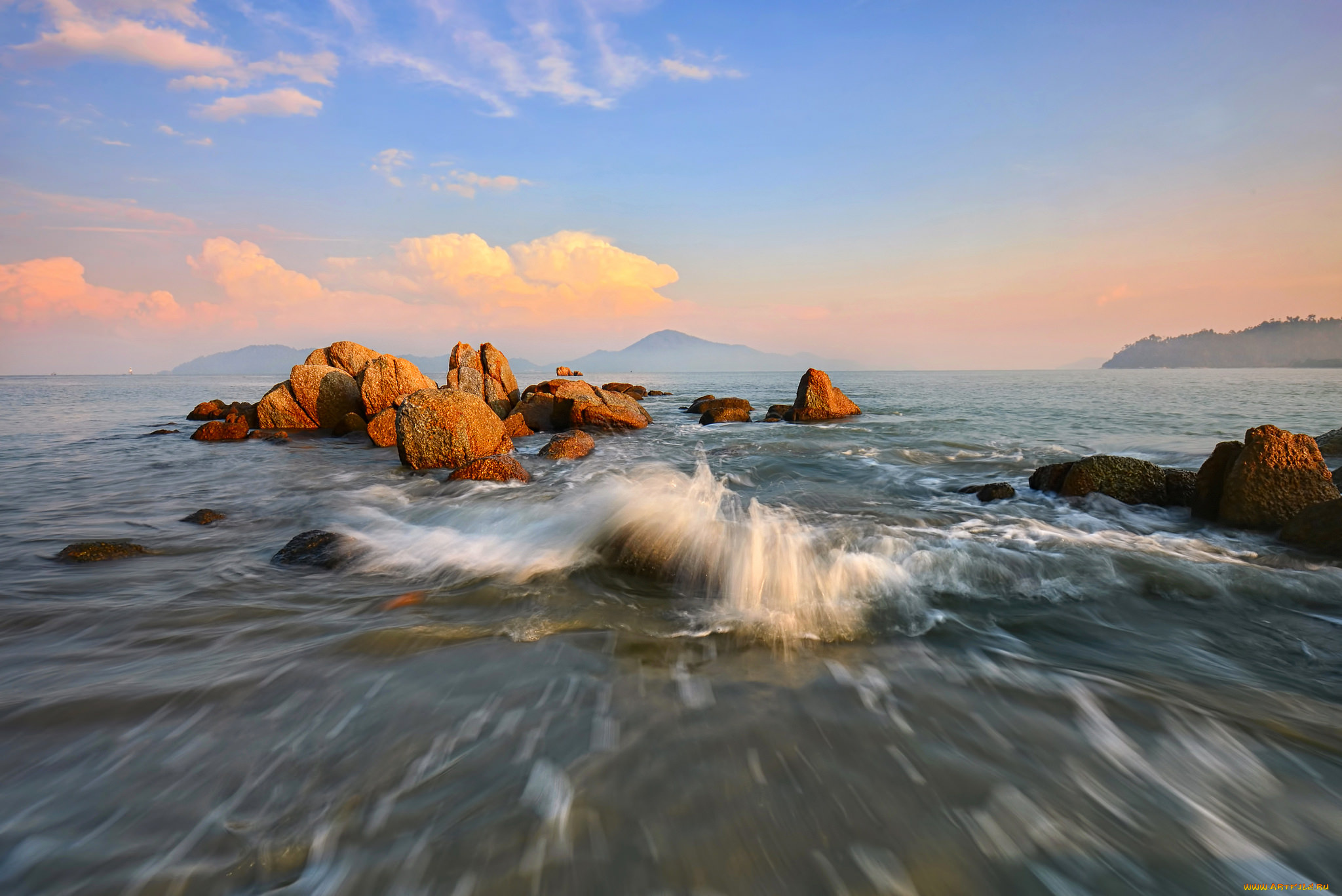 природа, побережье, океан, скалы, волны