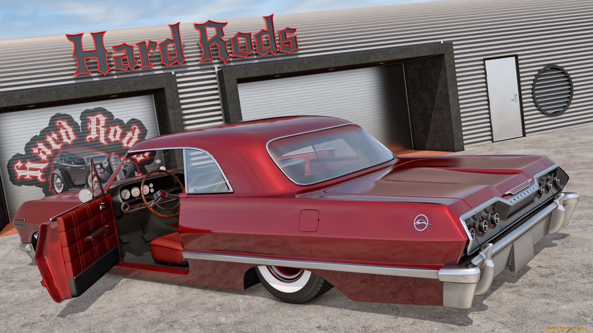 автомобили, 3д, фон, автомобиль