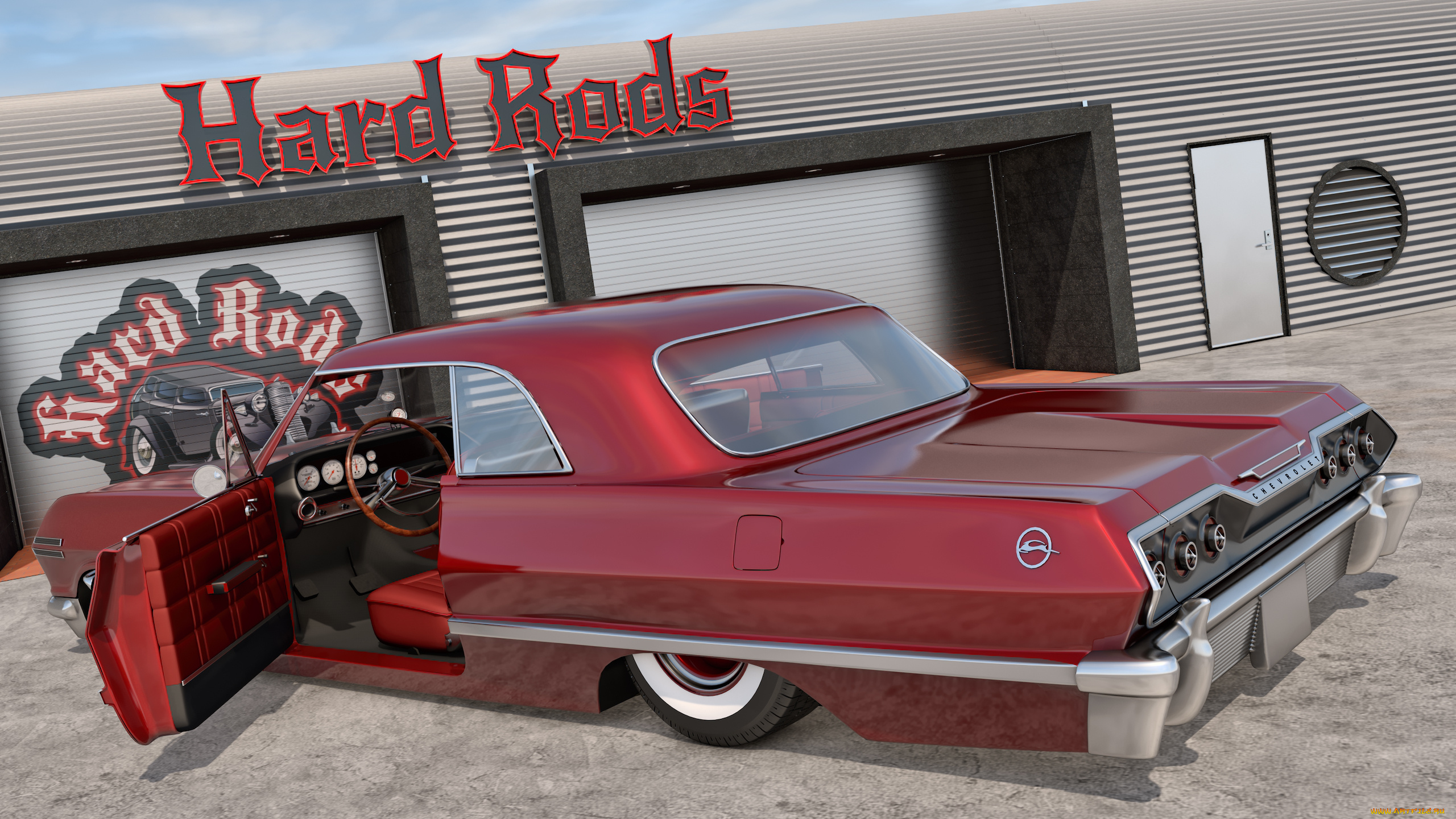 автомобили, 3д, фон, автомобиль