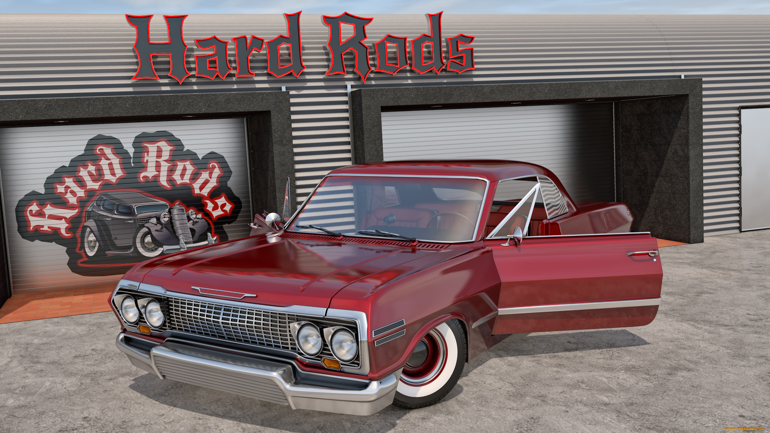 автомобили, 3д, фон, автомобиль