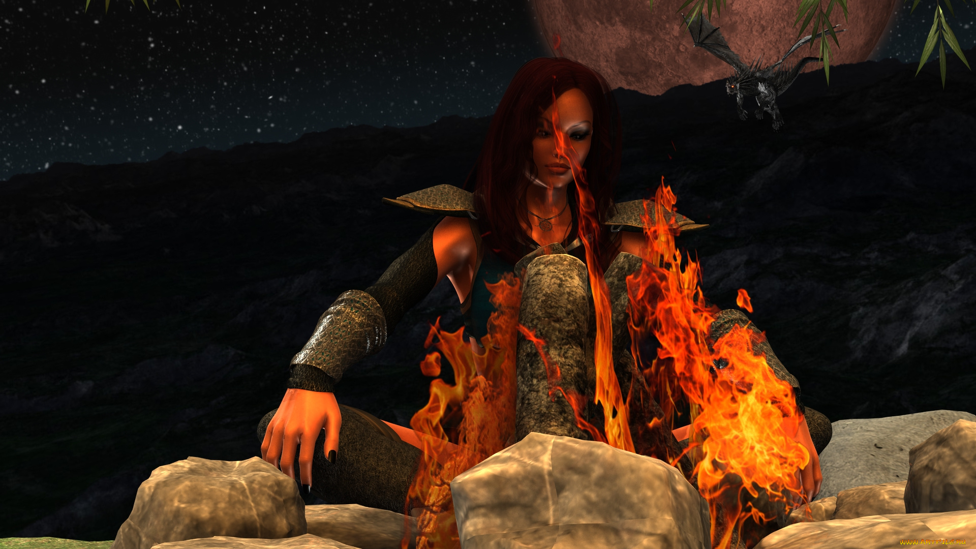 3д, графика, фантазия, , fantasy, фон, взгляд, девушка