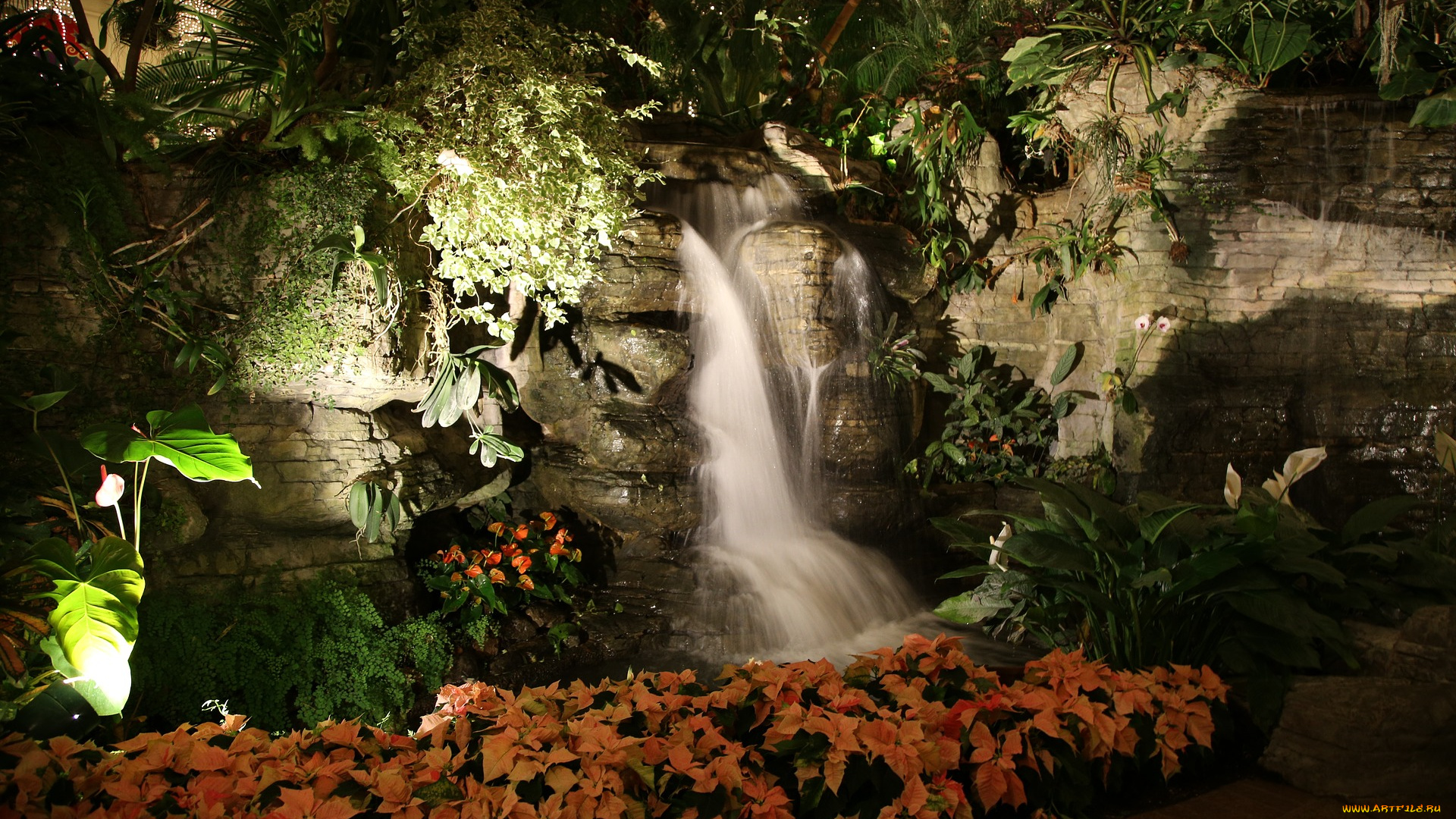 природа, водопады, поток, камни