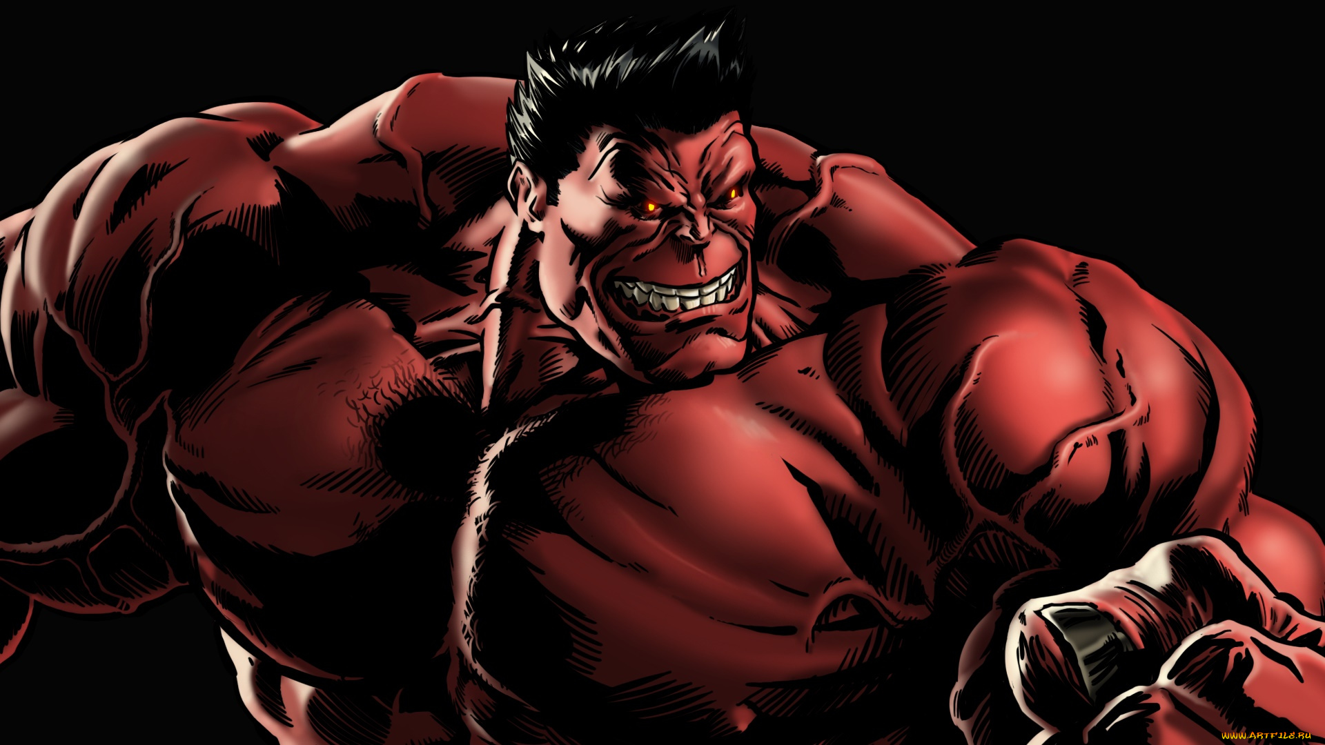 рисованное, комиксы, red, hulk