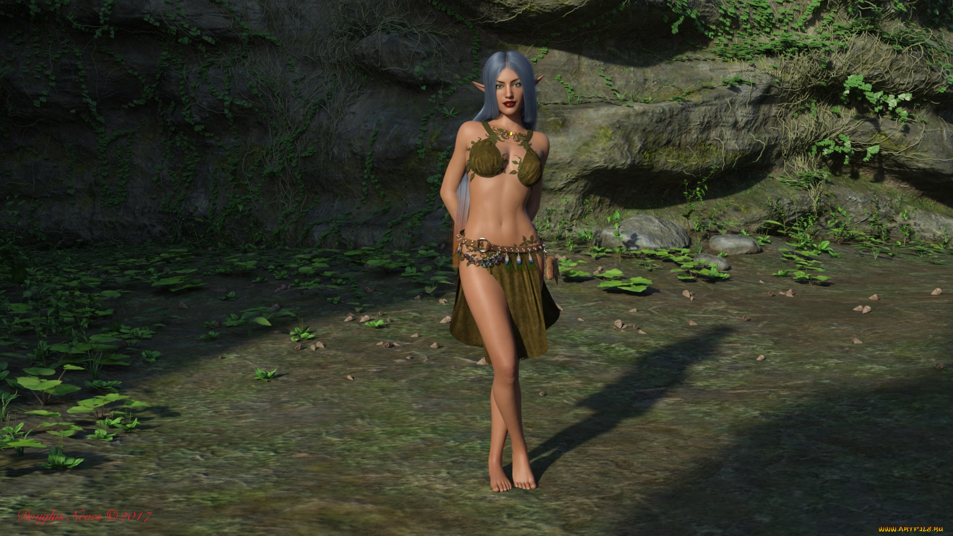 3д, графика, эльфы, , elves, эльфийка, фон, взгляд