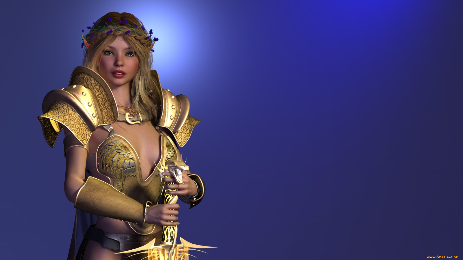 3д, графика, эльфы, , elves, фон, взгляд, эльфийка