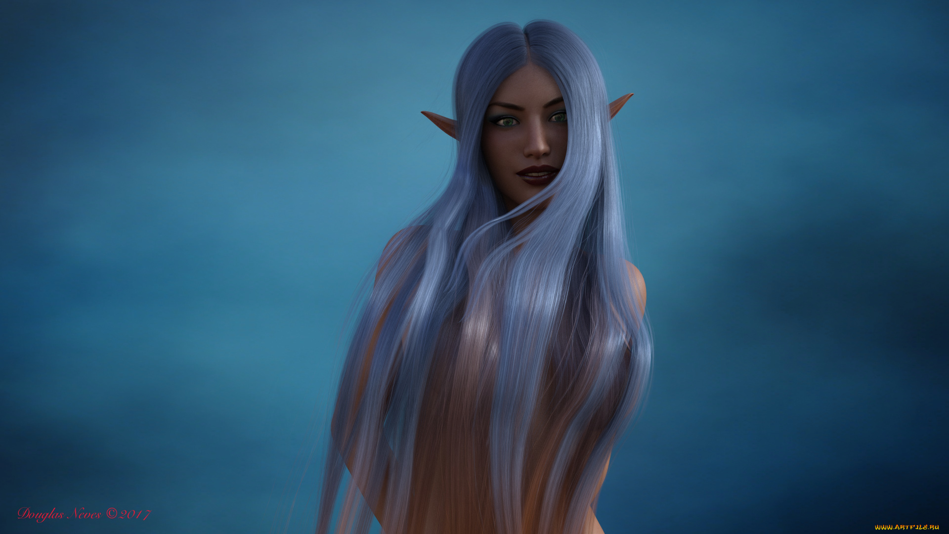 3д, графика, эльфы, , elves, взгляд, фон, эльфийка