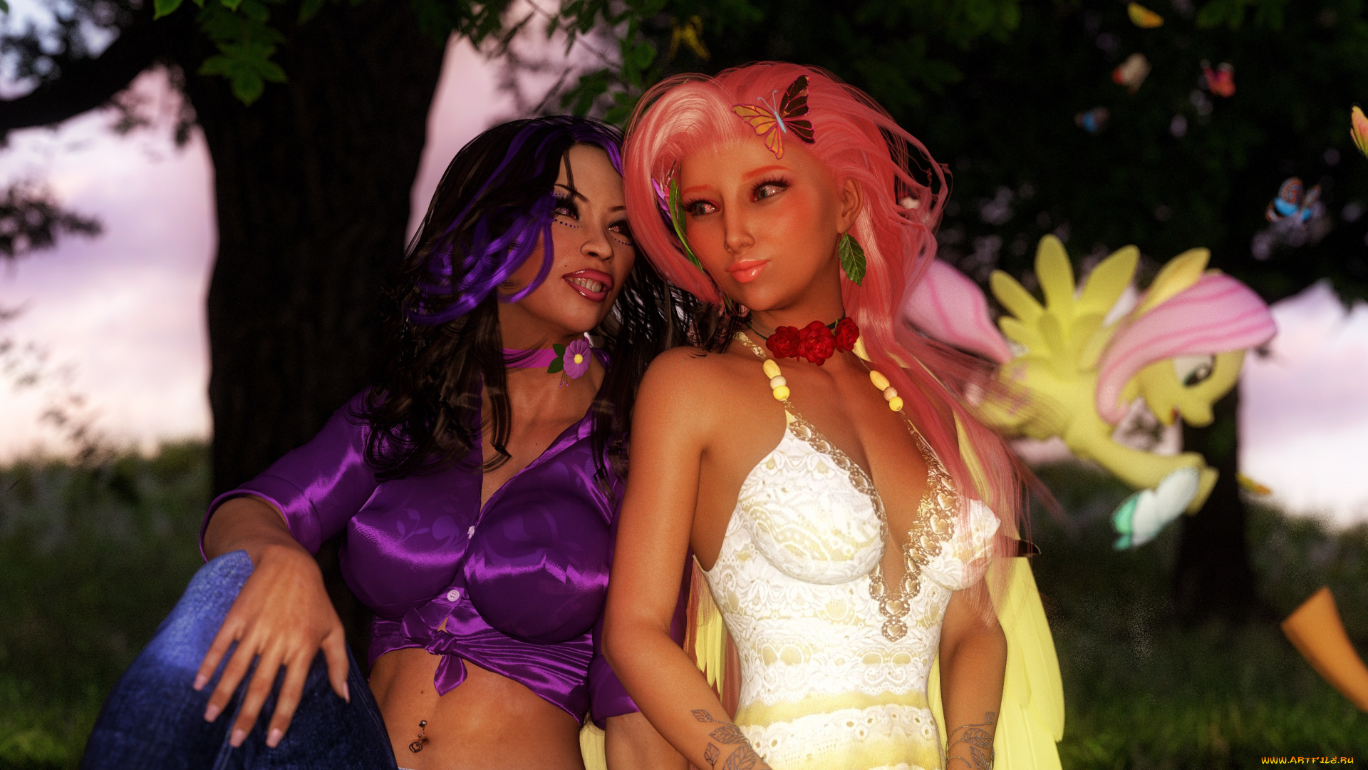 3д, графика, люди, , people, взгляд, девушки, фон