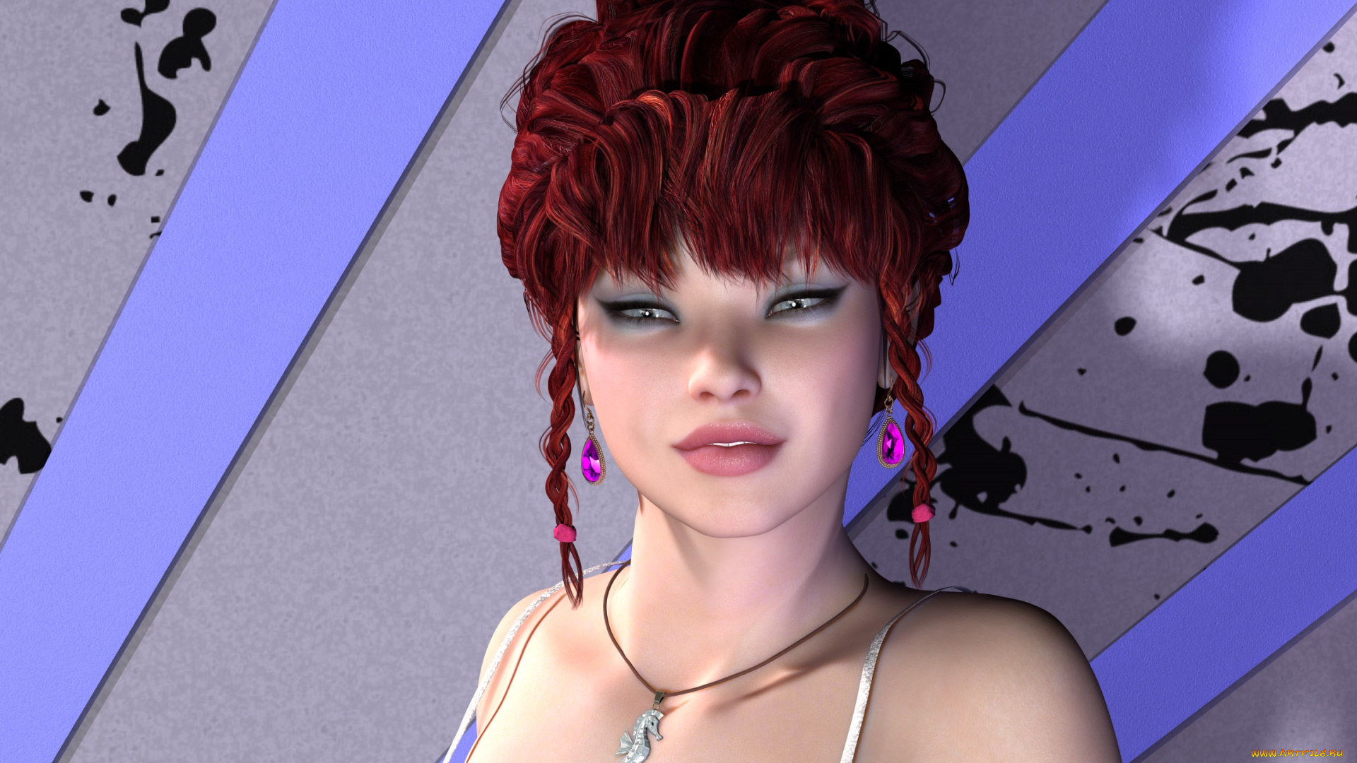 3д, графика, портрет, , portraits, фон, взгляд, девушка