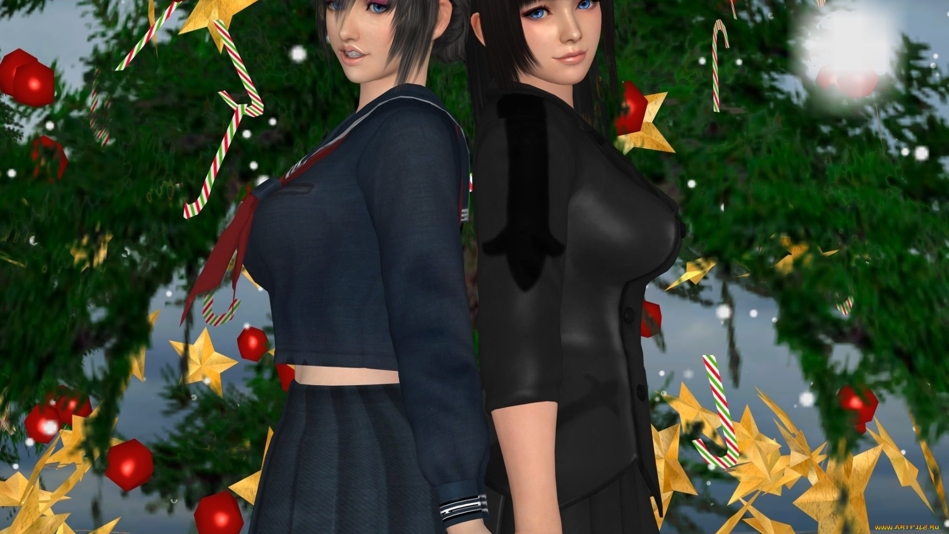 3д, графика, праздники, , holidays, фон, взгляд, девушки