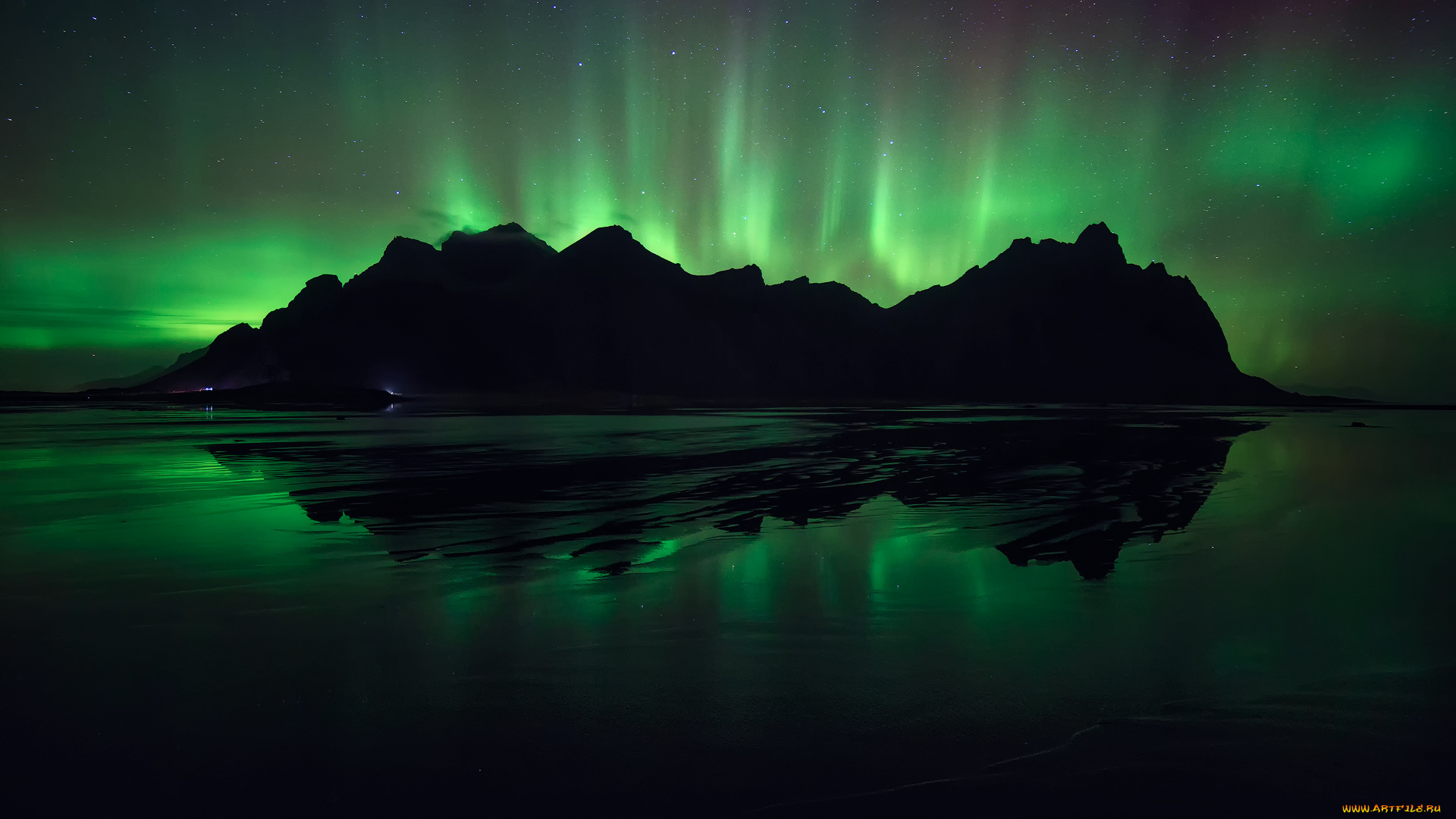 природа, северное, сияние, простор