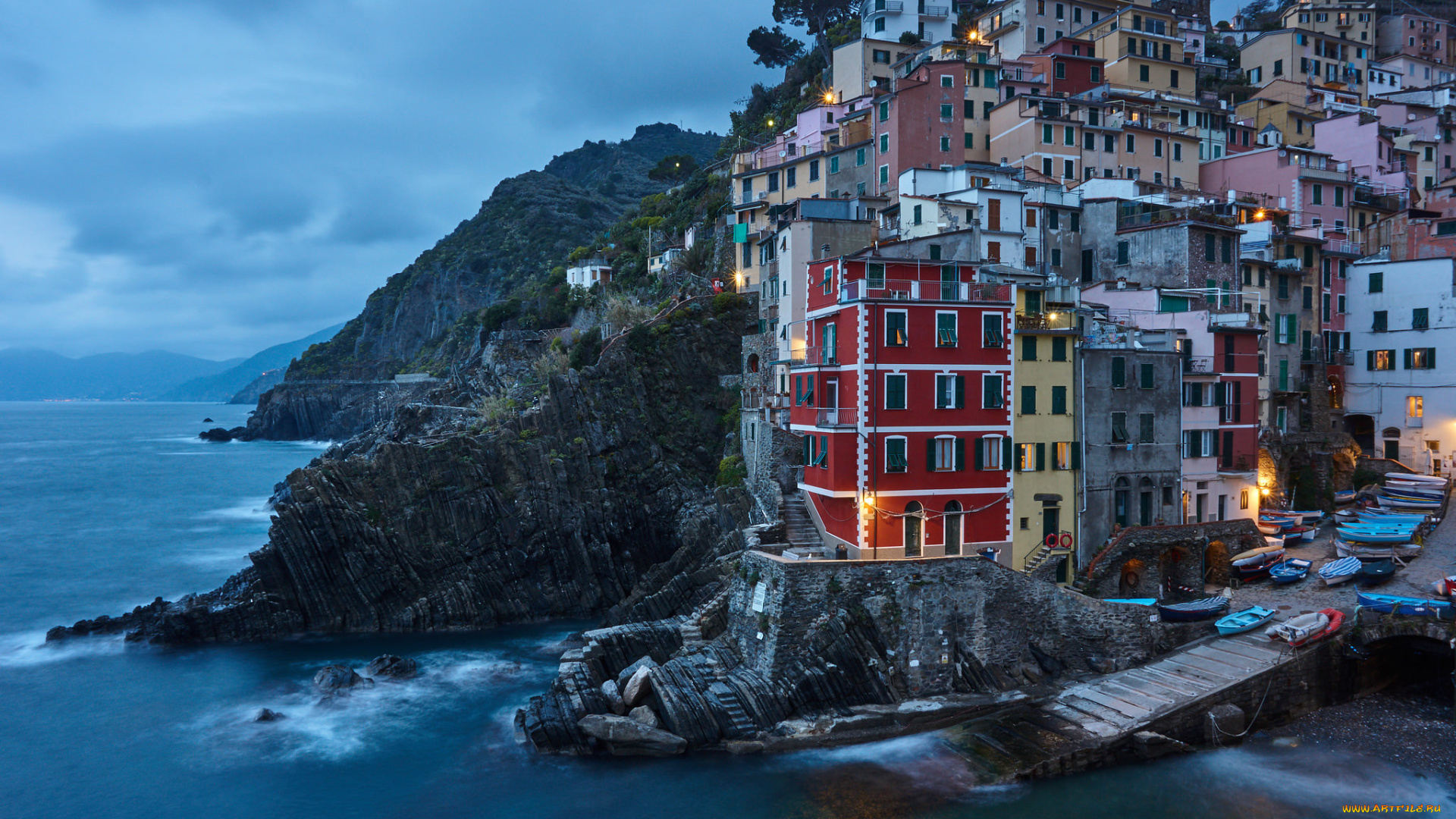 riomaggiore, города, амальфийское, и, лигурийское, побережье, , италия, простор