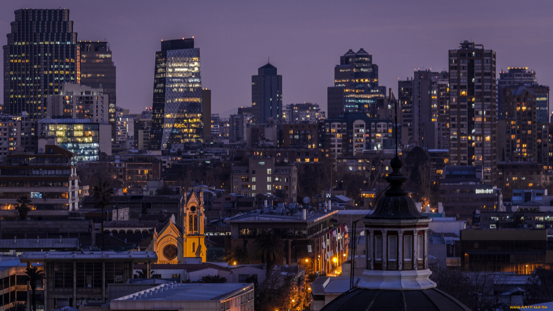 santiago, centro, , vista, desde, patronato, города, сантьяго, , Чили, простор