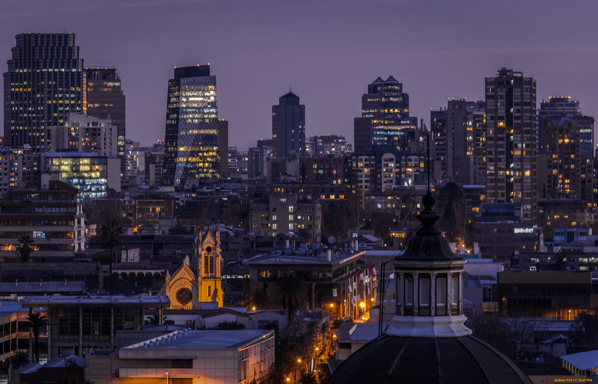 santiago, centro, , vista, desde, patronato, города, сантьяго, , Чили, простор