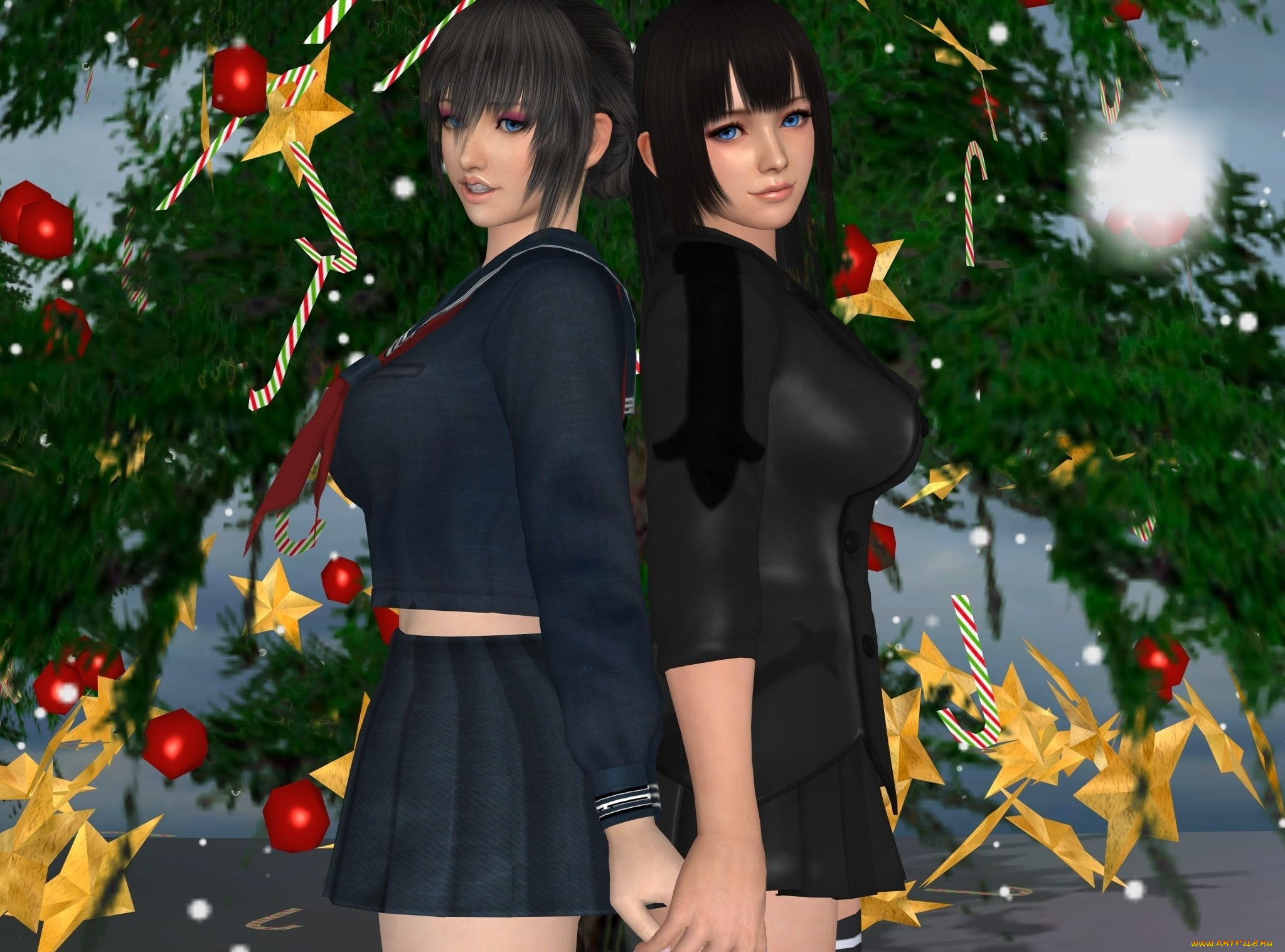 3д, графика, праздники, , holidays, фон, взгляд, девушки