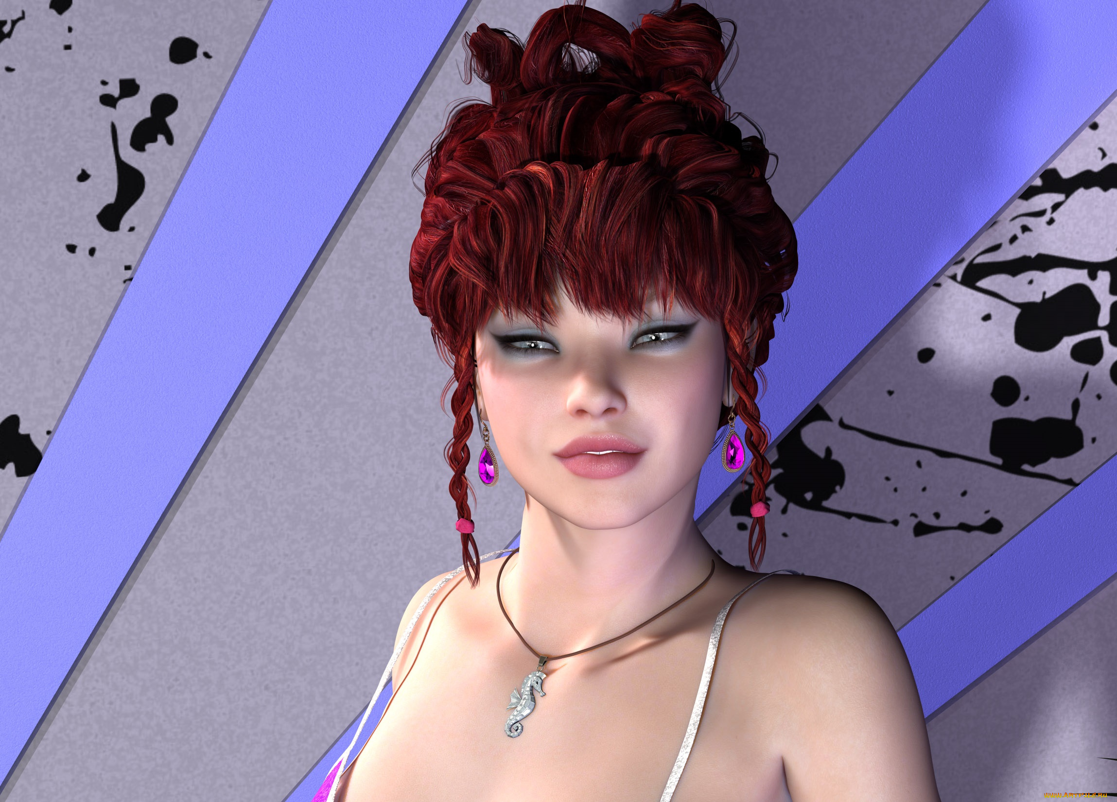 3д, графика, портрет, , portraits, фон, взгляд, девушка