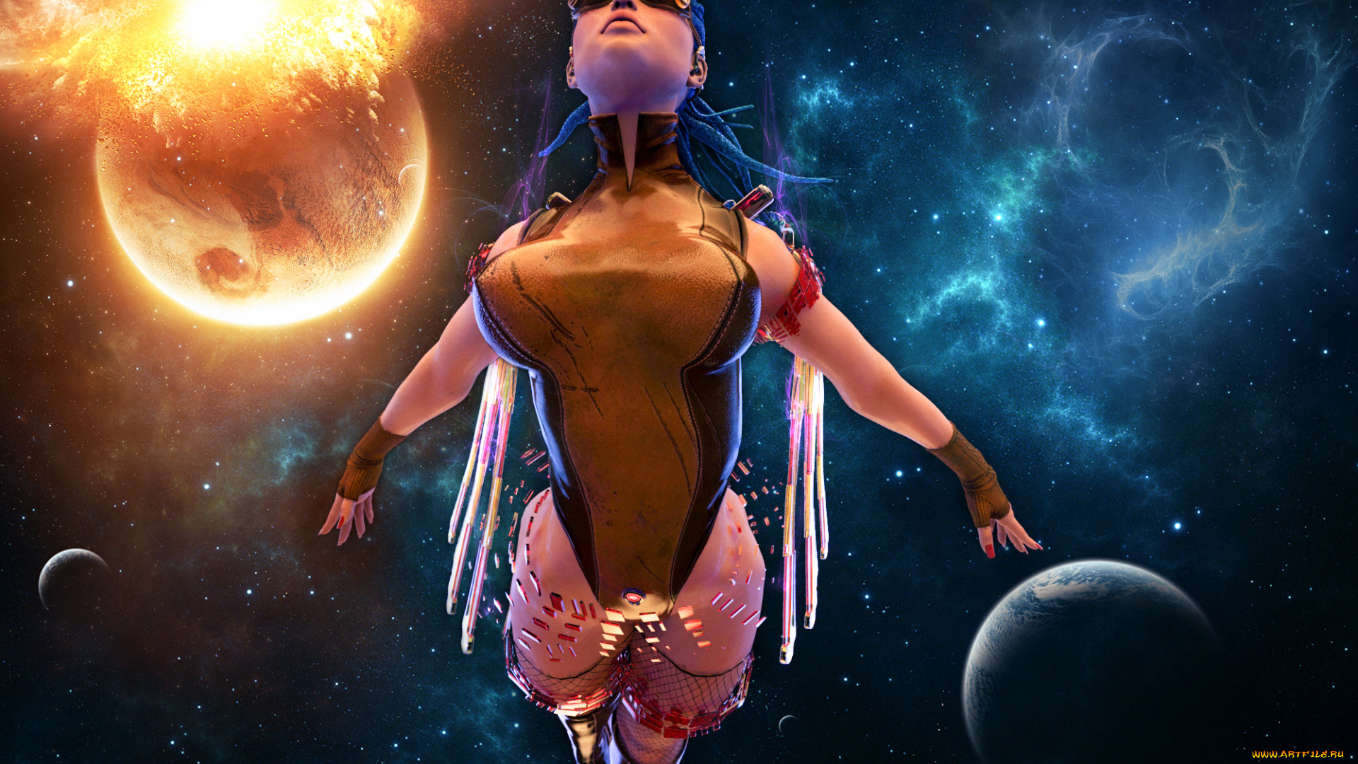 3д, графика, люди, , people, космос, девушка