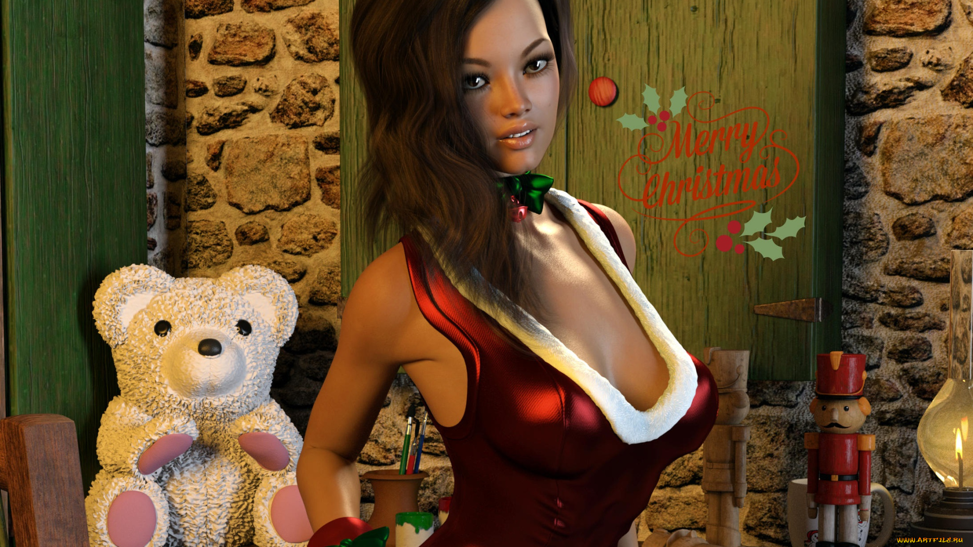 3д, графика, праздники, , holidays, фон, взгляд, девушка