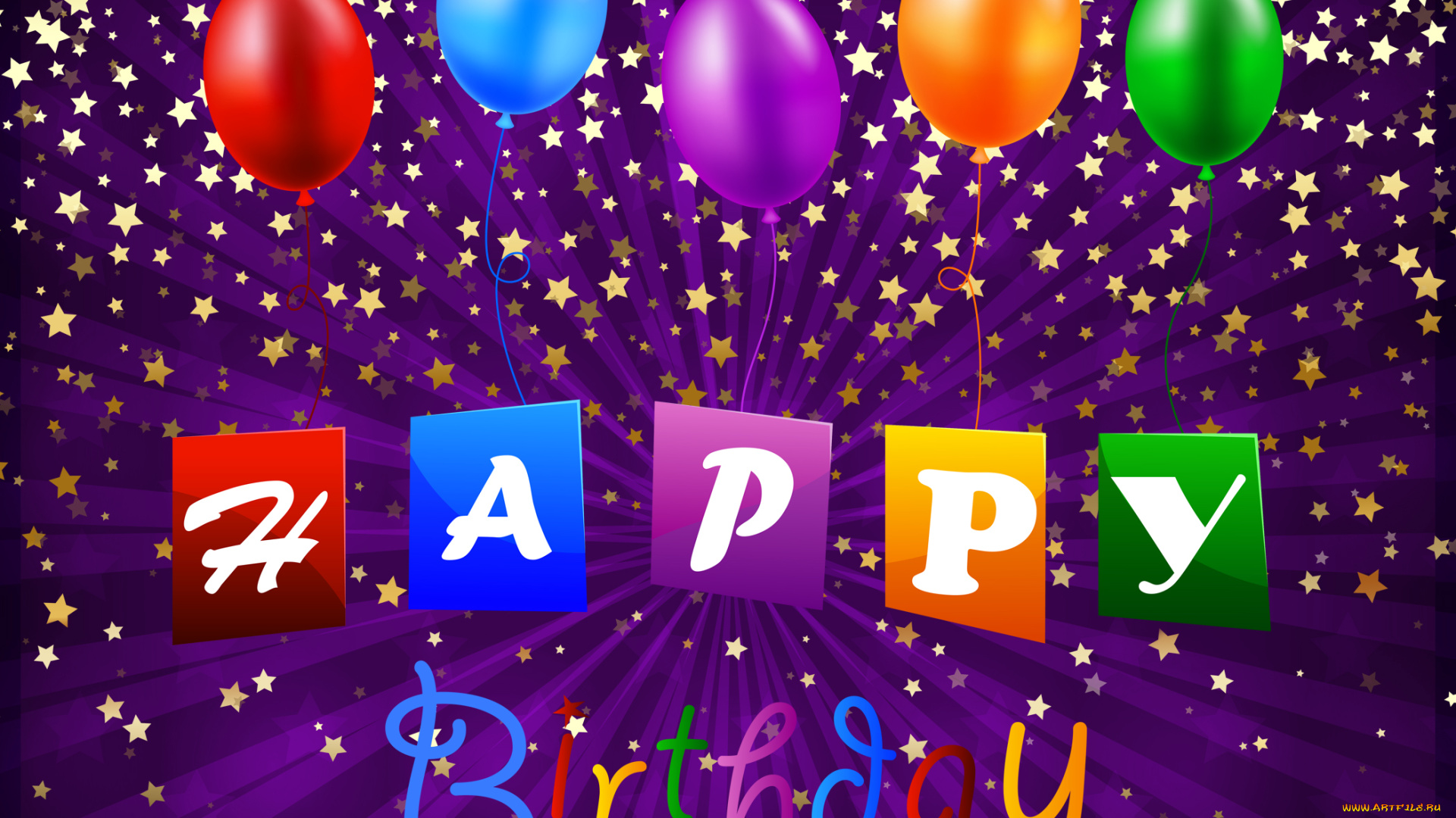 праздничные, день, рождения, фон, шары