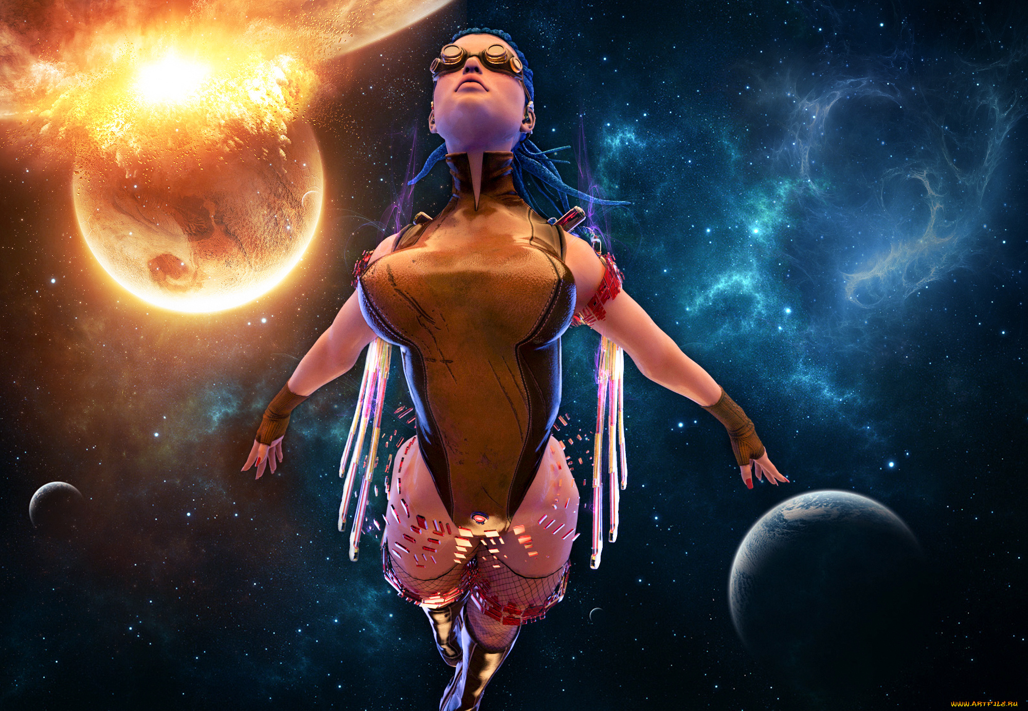 3д, графика, люди, , people, космос, девушка