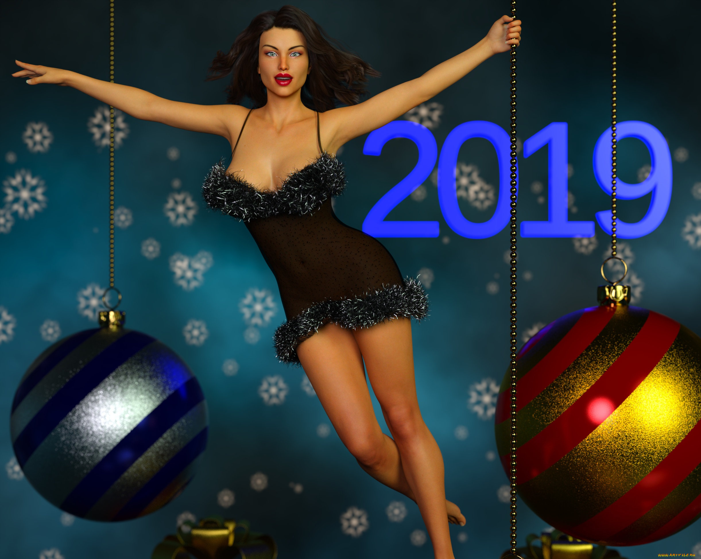 3д, графика, праздники, , holidays, взгляд, девушка, снегурочка, фон