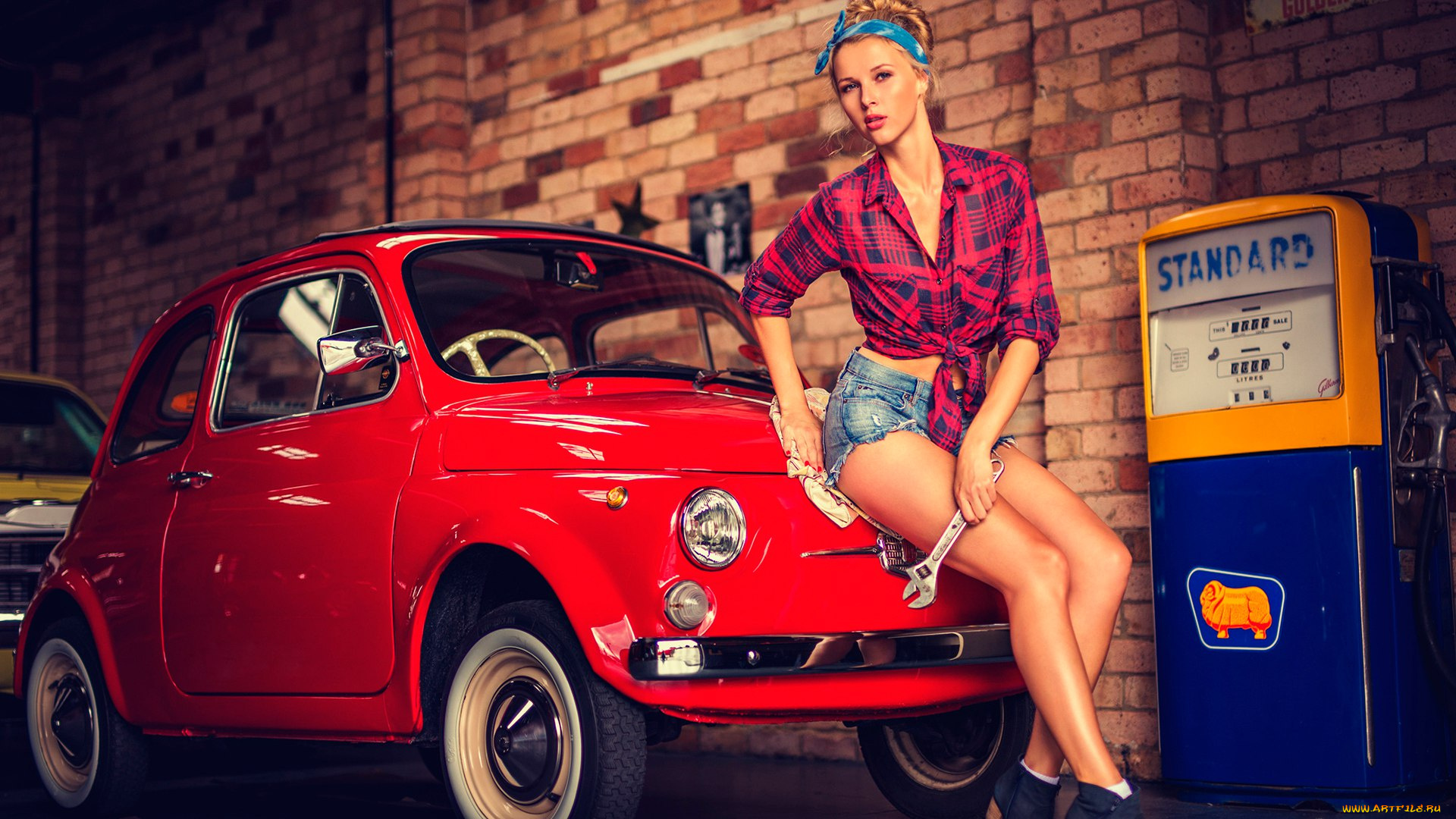 автомобили, -авто, с, девушками, fiat, 500