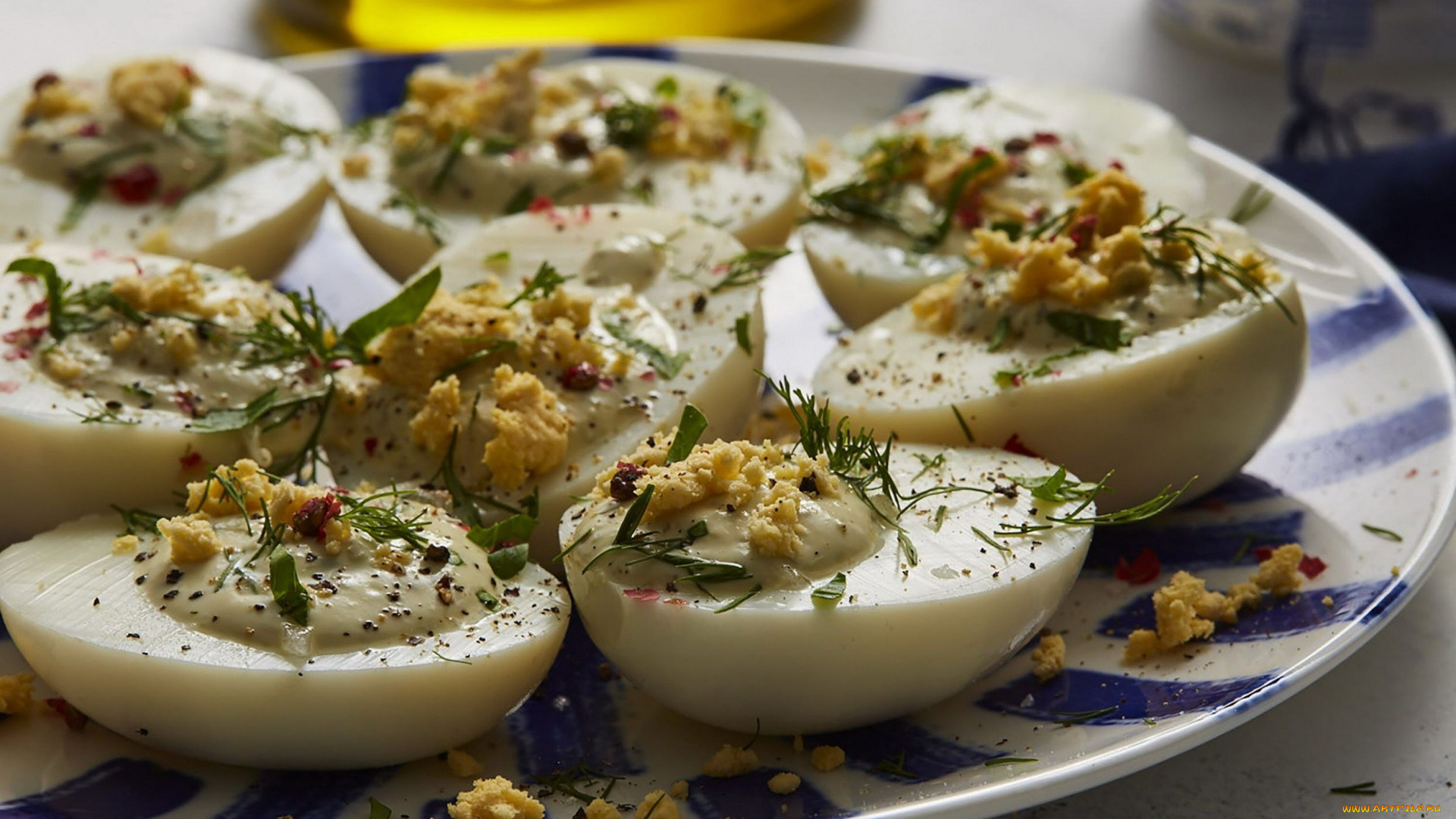 еда, яичные, блюда, фаршированные, яйца, закуска