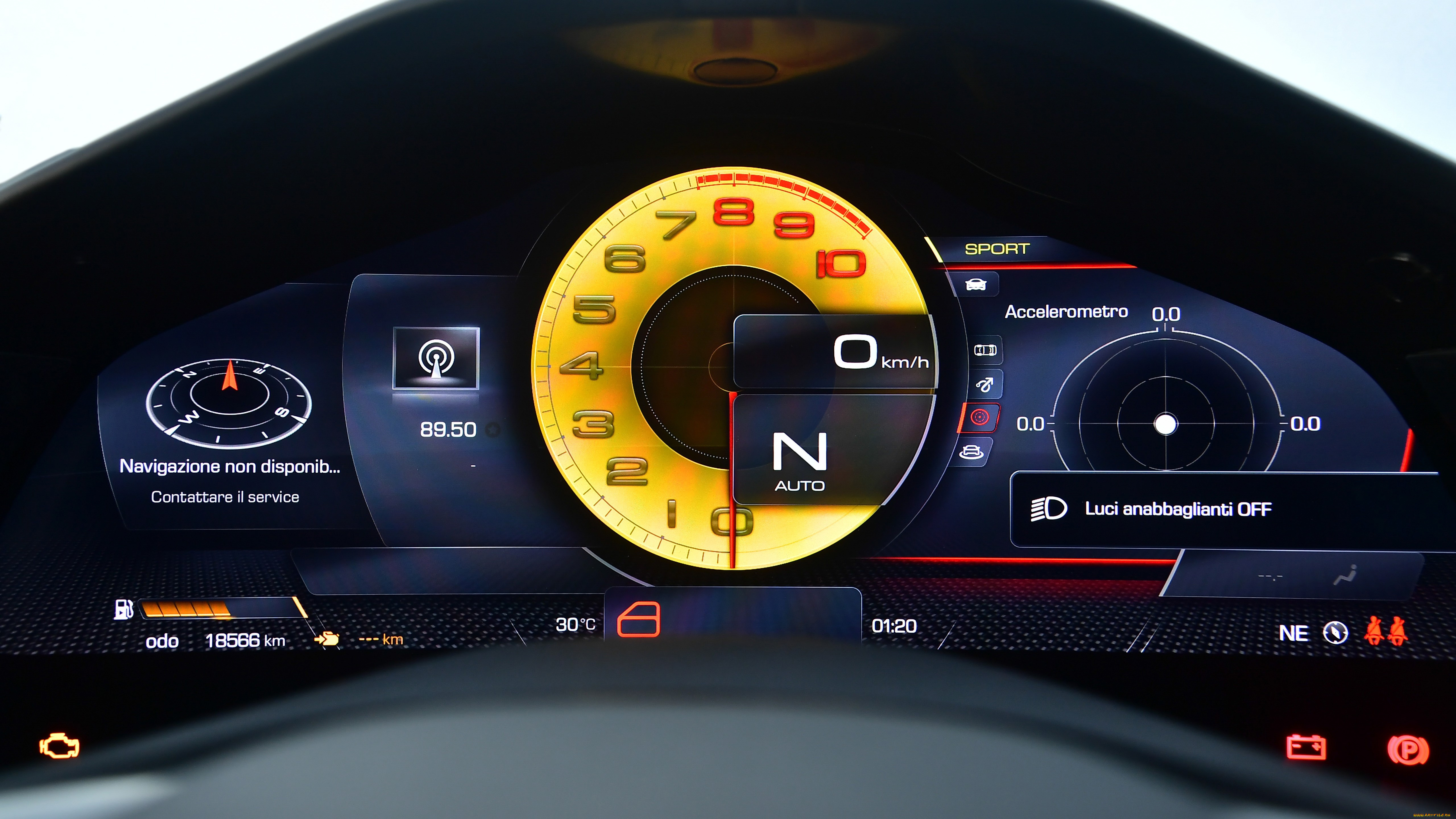 автомобили, спидометры, торпедо, панель, приборов, ferrari, roma, 2021, суперкар