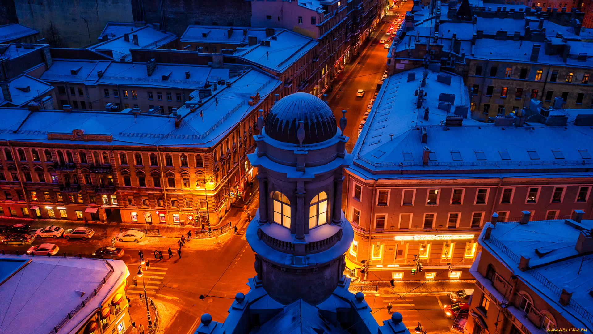 города, санкт-петербург, , петергоф, , россия, ночь, город, городской, вид, зима, заснеженный, снег, автомобиль, люди, улица, юрий, столыпин, фотография, городские, архитектура, санкт, петербург