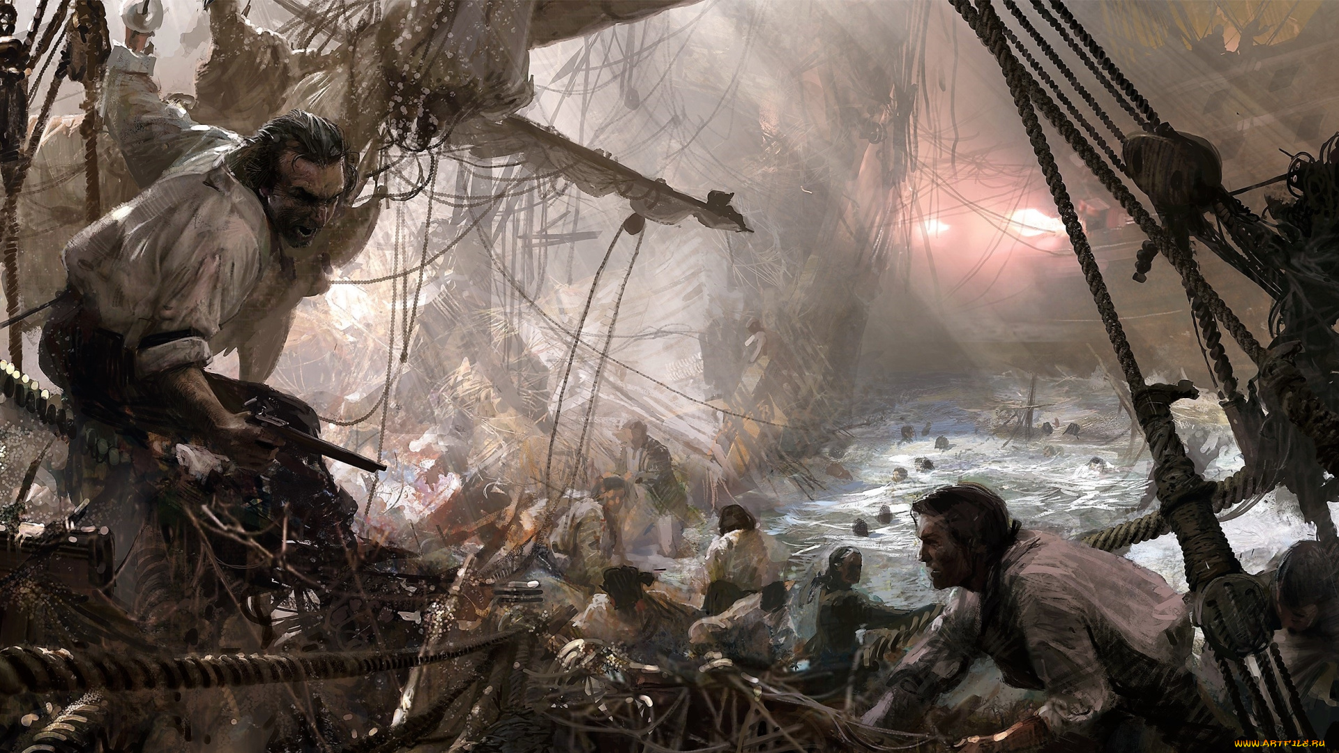 видео, игры, age, of, empires, iii, , the, warchiefs, корабли, сражение