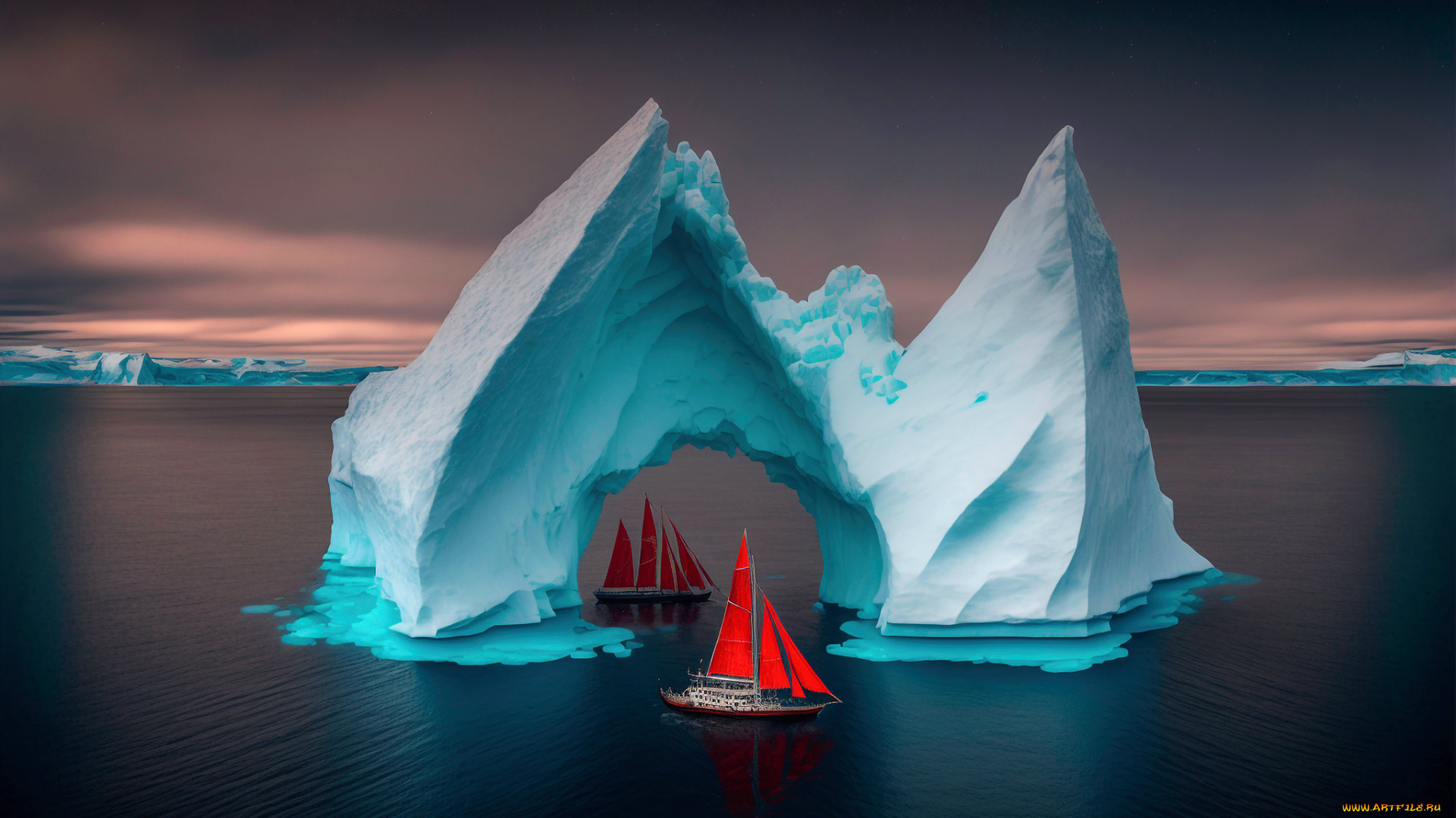 3д, графика, море, , sea, айсберг