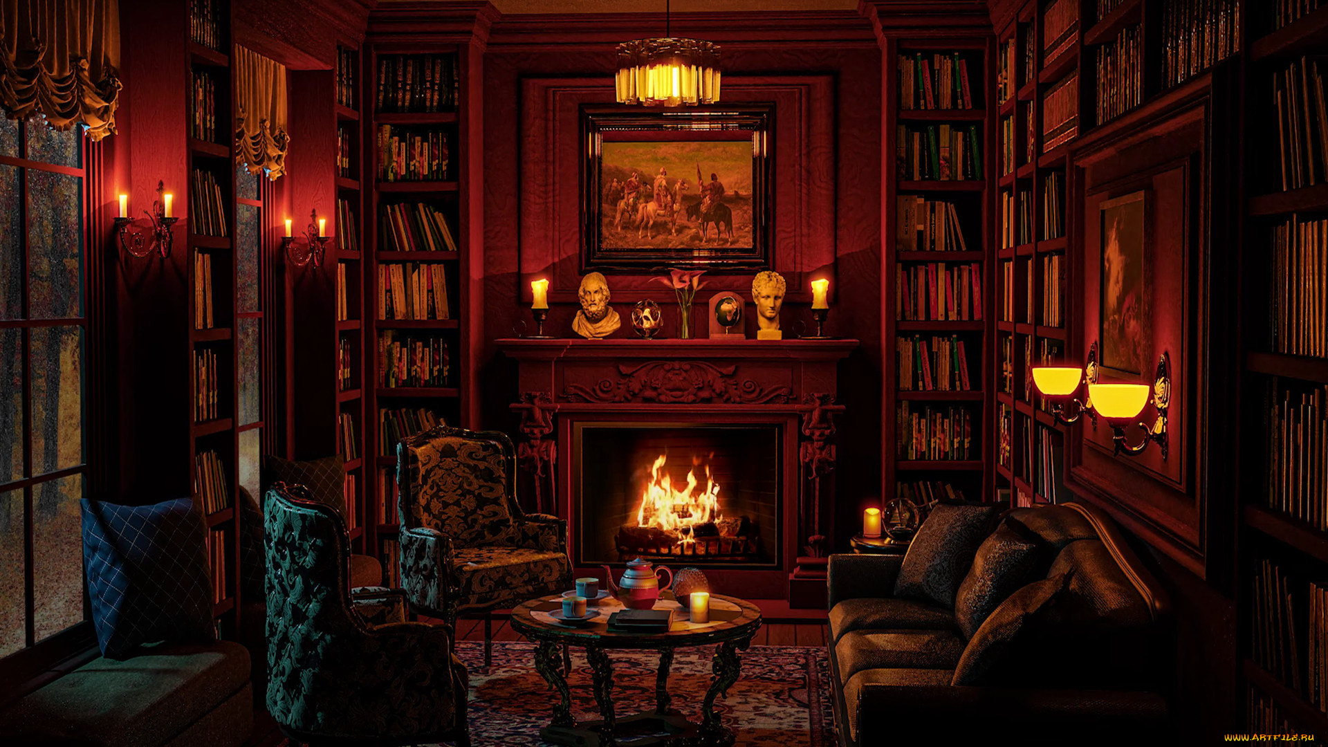 интерьер, кабинет, , библиотека, , офис