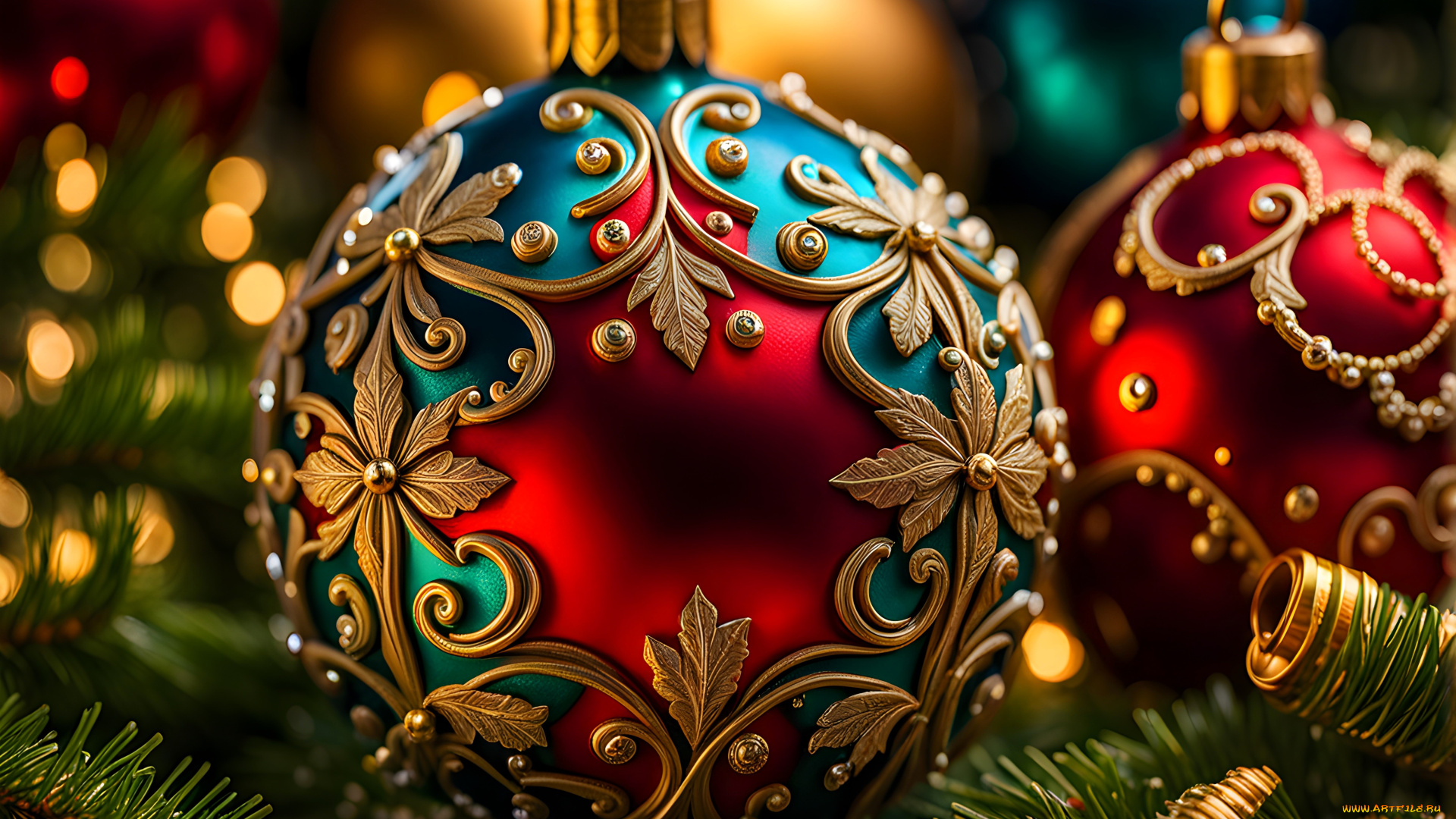 праздничные, украшения, ёлка, шарики