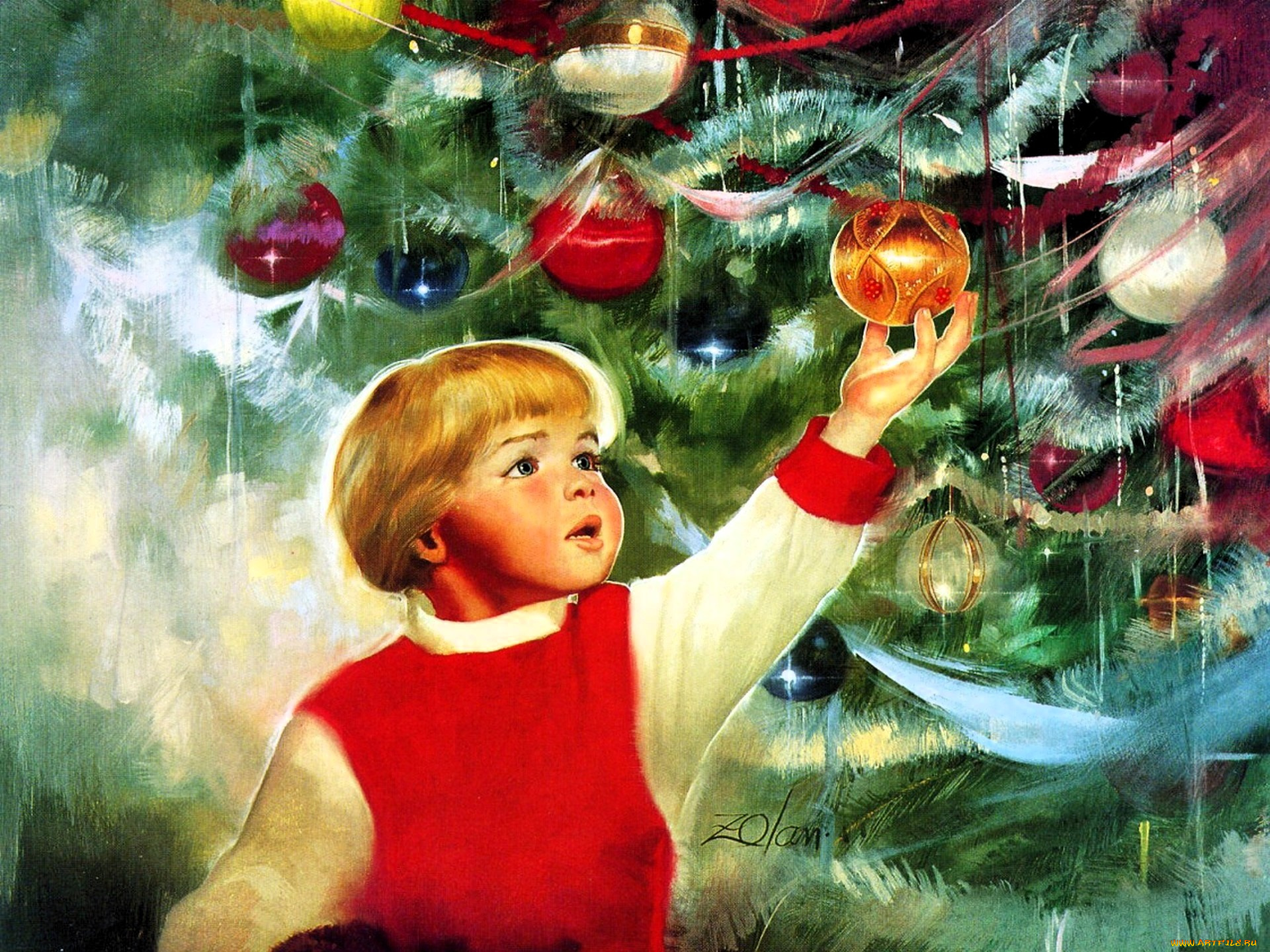 donald, zolan, рисованное, мальчик, ёлка, украшения, новый, год