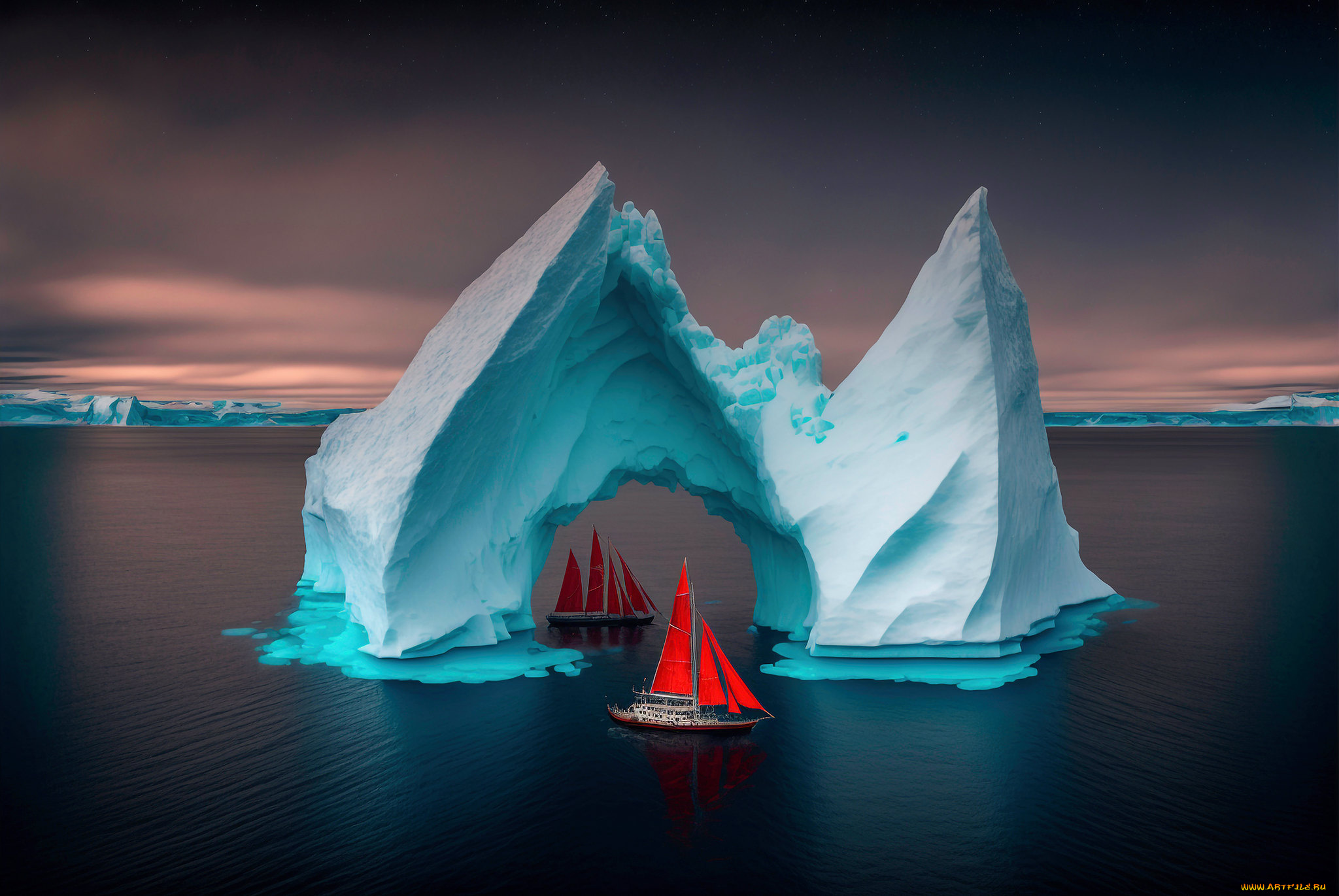 3д, графика, море, , sea, айсберг