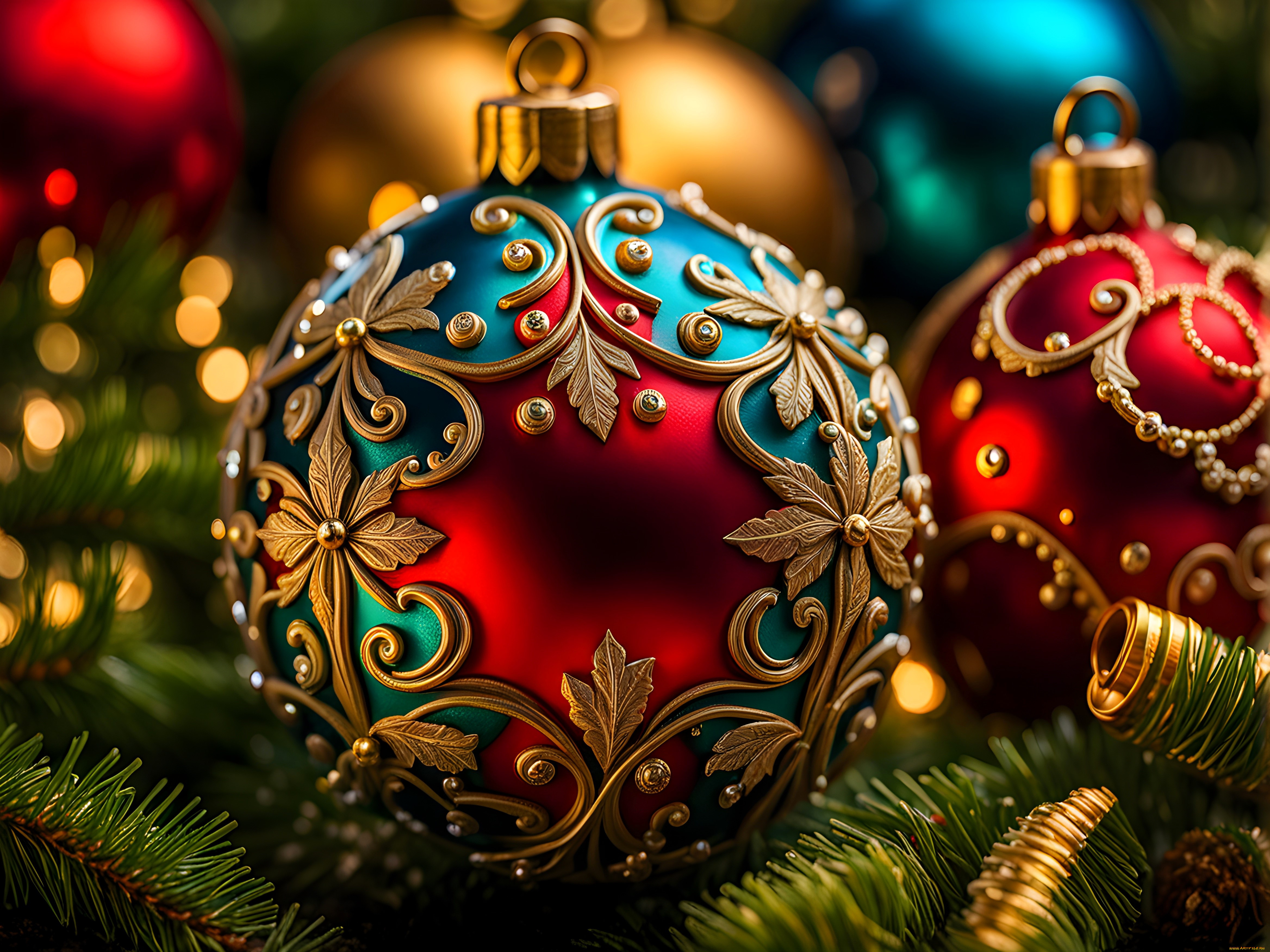 праздничные, украшения, ёлка, шарики